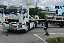 Truck driver falls asleep, crashes into car in Phang Nga