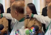Pom-pom pow! Big Pom swings at reporter in ‘strength test’ stunt