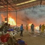 Fire at Sa Kaeo warehouse sends smoke across city
