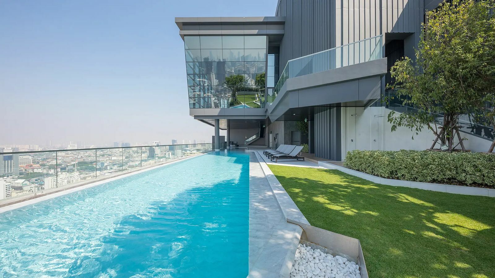 The outdoor pool at The Room Phayathai