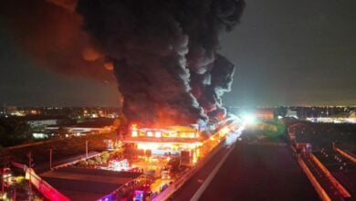 Last night’s Bangkok furniture factory fire rages on
