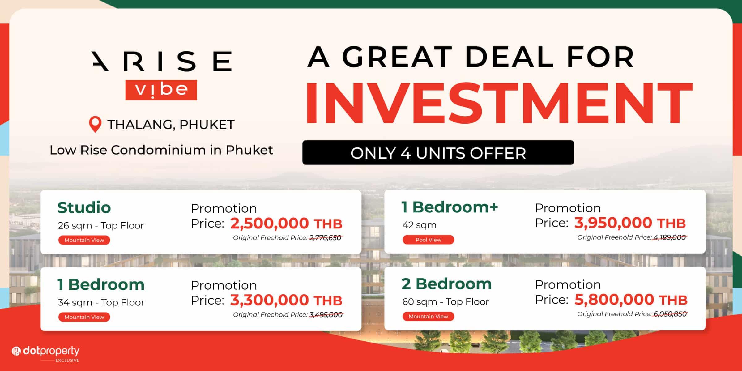 Hot Phuket property deal: Arise Vibe launches limited offer on only four units, now from 2.5m baht