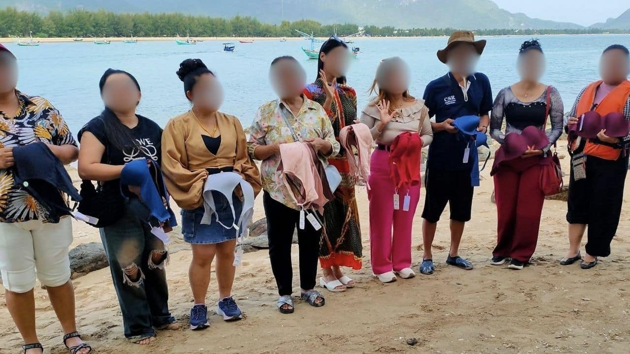Offer bras to goddess on Prachup Kiri Khan Island