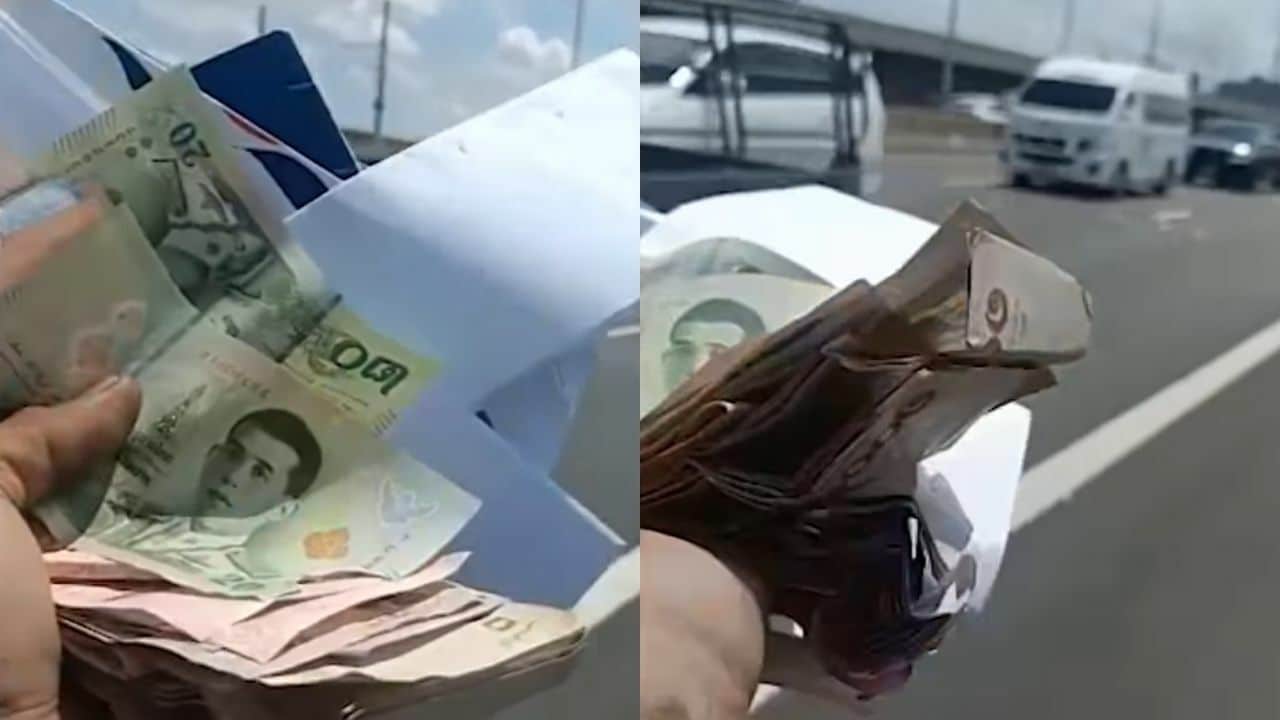 Bangkok expressway turns into treasure hunt after cash falls from vehicle