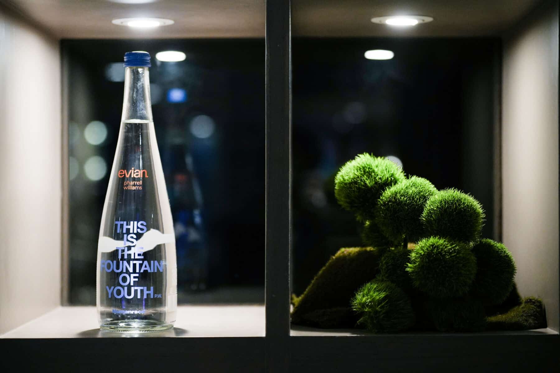 evian bottle in display