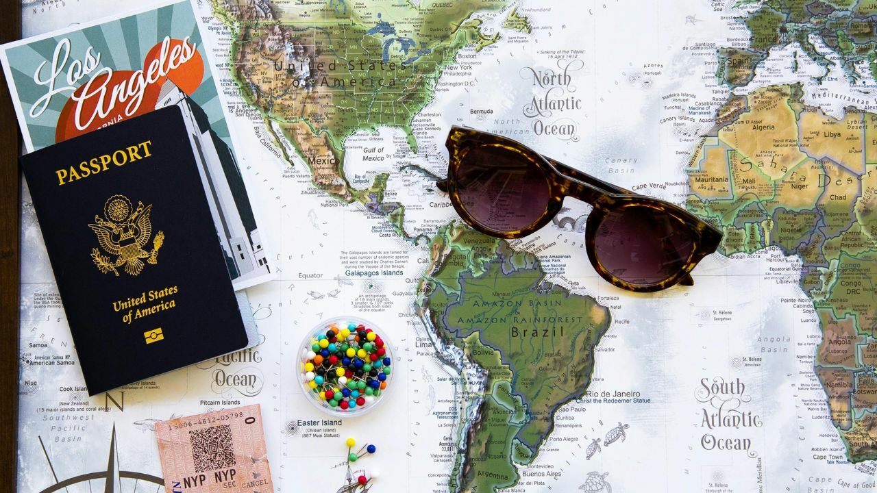 US passport and the world map