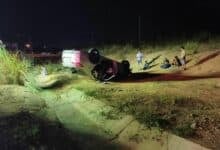 Car flips on Pattaya highway; driver, passengers escape injuries