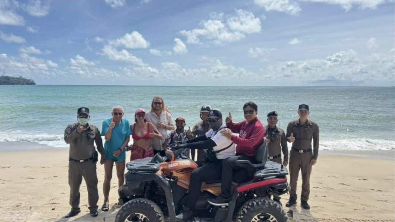 Phuket police hit the sand in beach safety crackdown