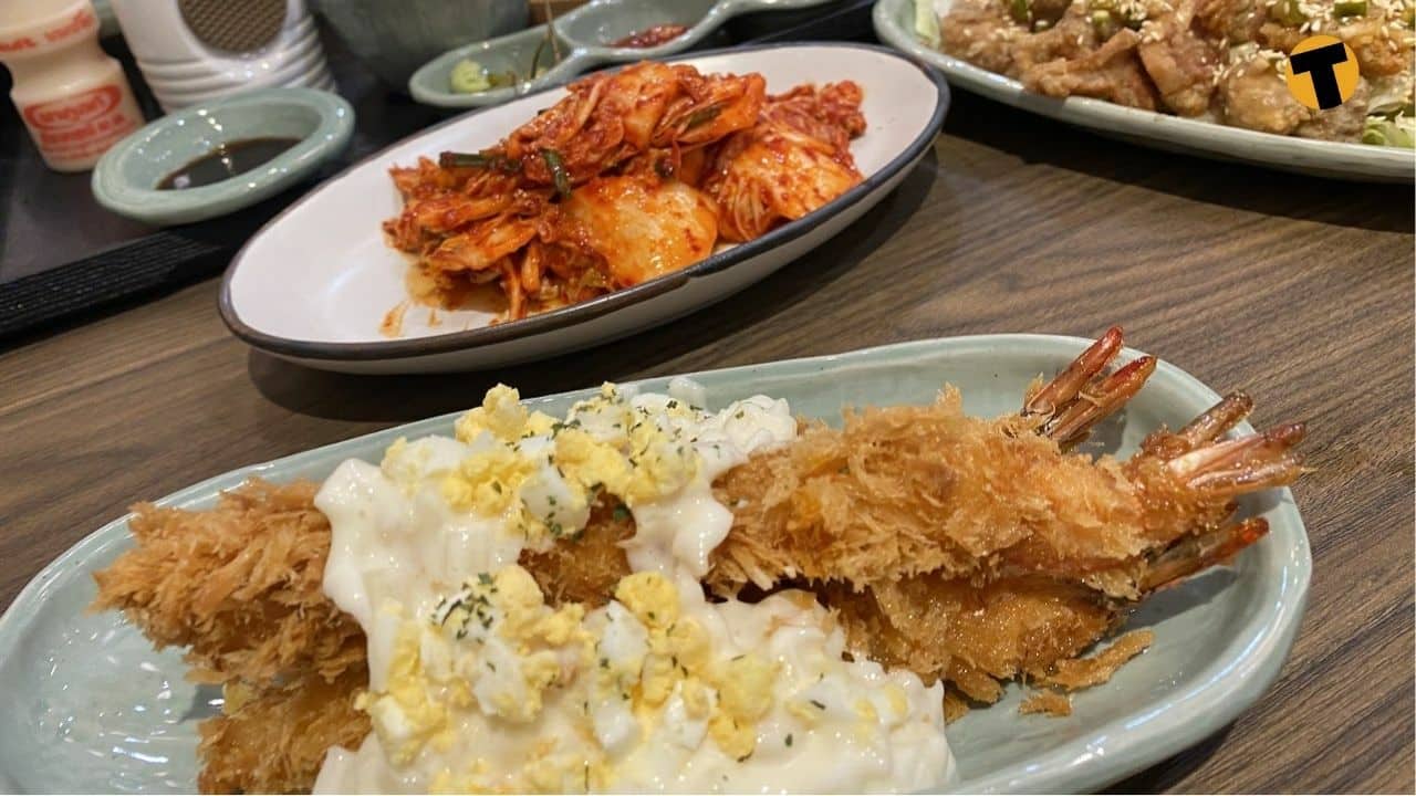 Homemade fried shrimp and the best kimchi in town.