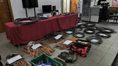 Police arrest suspect for cable theft at a Bangkok train station