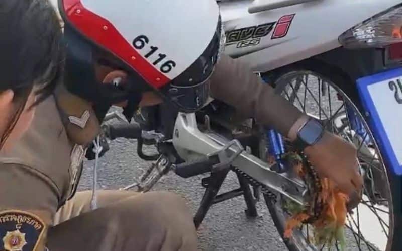 Close shave: Phuket cops rescue woman after scarf snags (video) | News by Thaiger