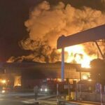 Fire engulfs Buriram rubber factory, smoke spans 10 kilometres | Thaiger
