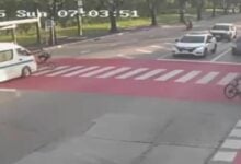 Van hits cyclist at Bangkok crossing, elderly man injured (video)