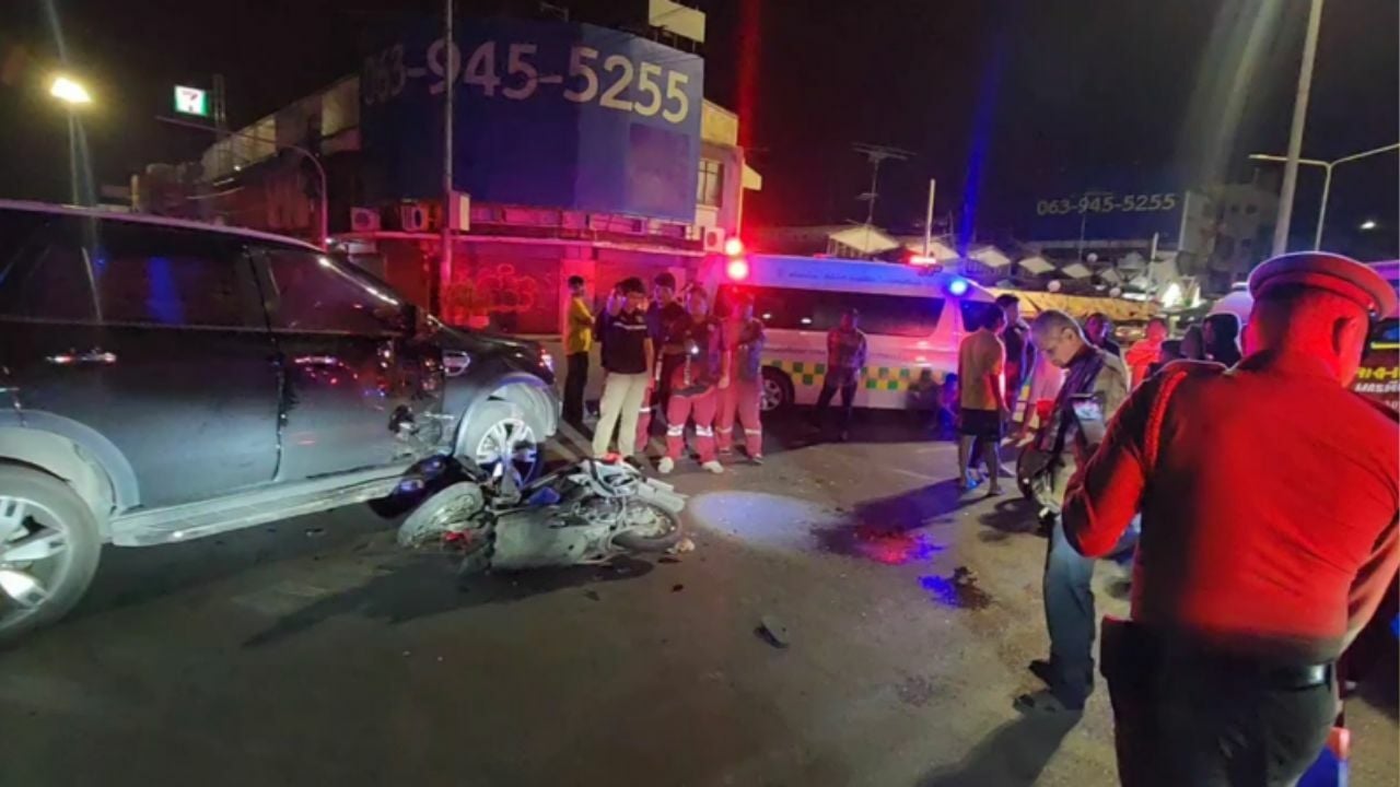 Comedian involved in car and motorcycle crash in Ayutthaya