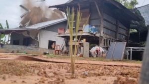 EOD Police destroy BM-21 rocket embedded under Buriram house | Thaiger
