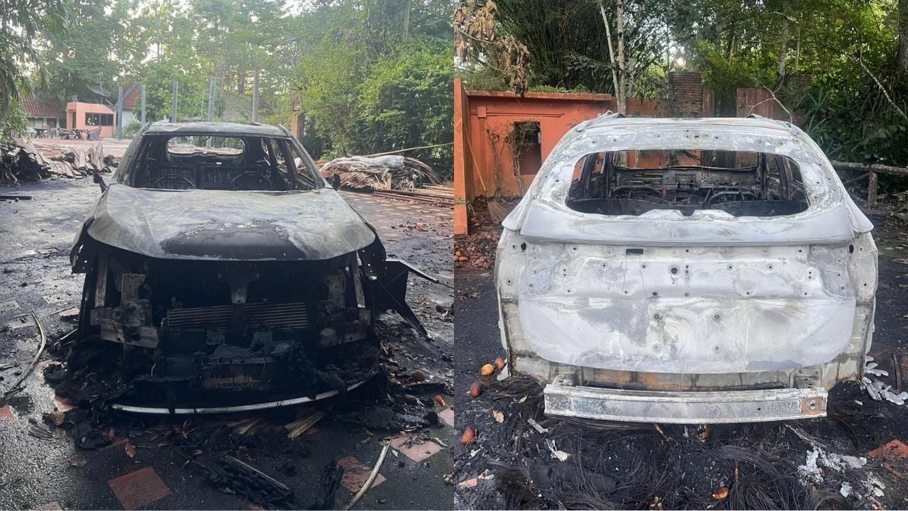 Thai politician's car on fire