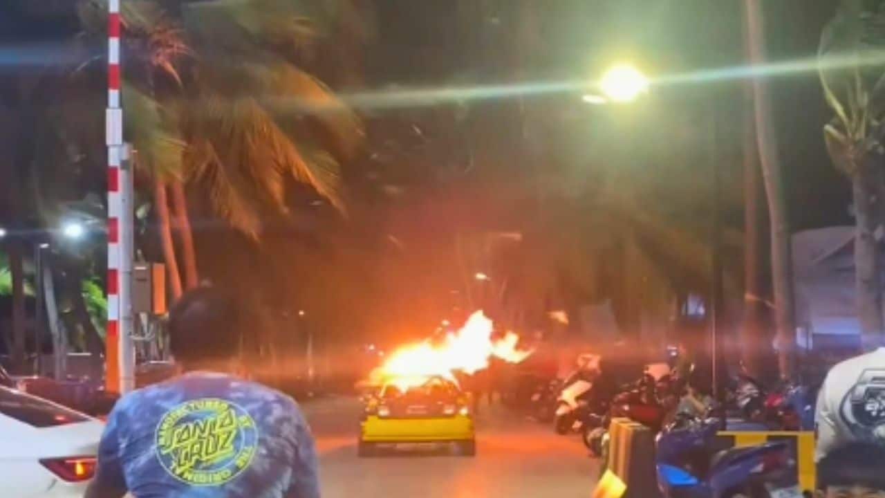Fire-breathing car driver fined for driving on footpath