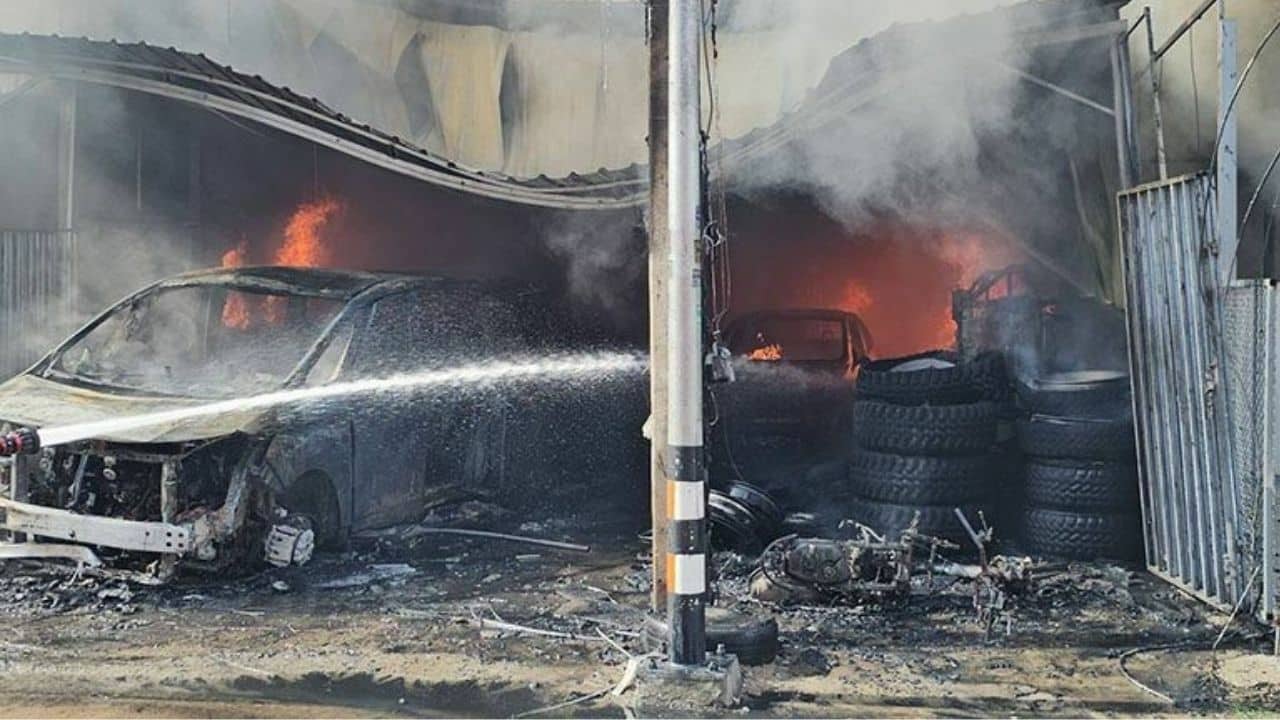 Fire erupted while garage worker removes wrong fuel from minivan