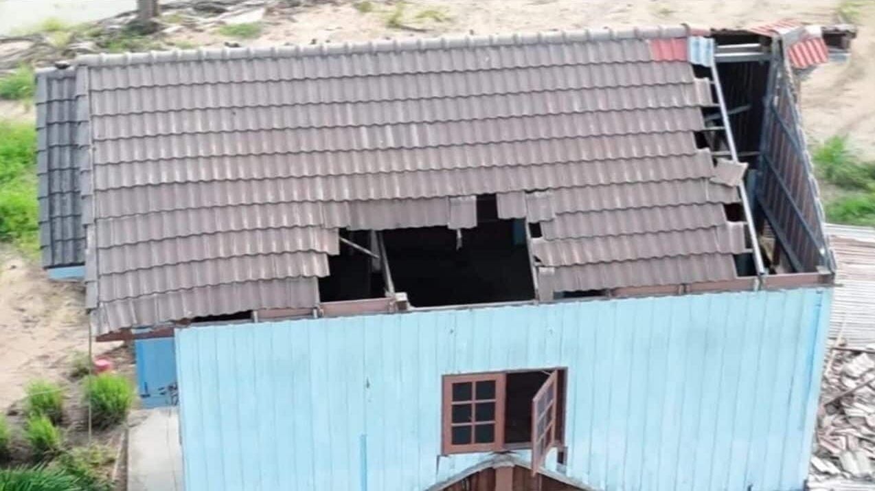 House roof damaged by termite collapses after two pigeons hit window