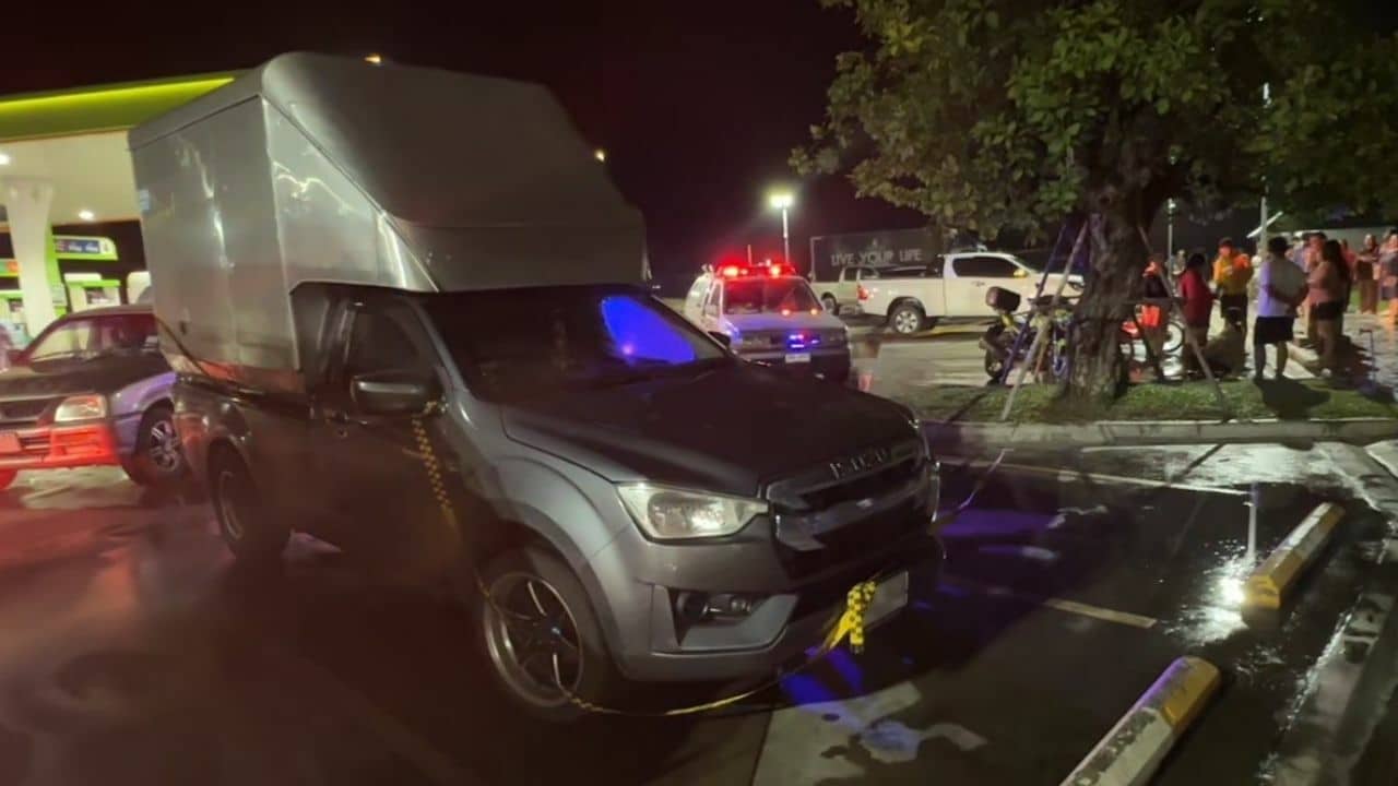 Thai driver drags motorcyclist’s body into petrol station, denies collision | Thaiger