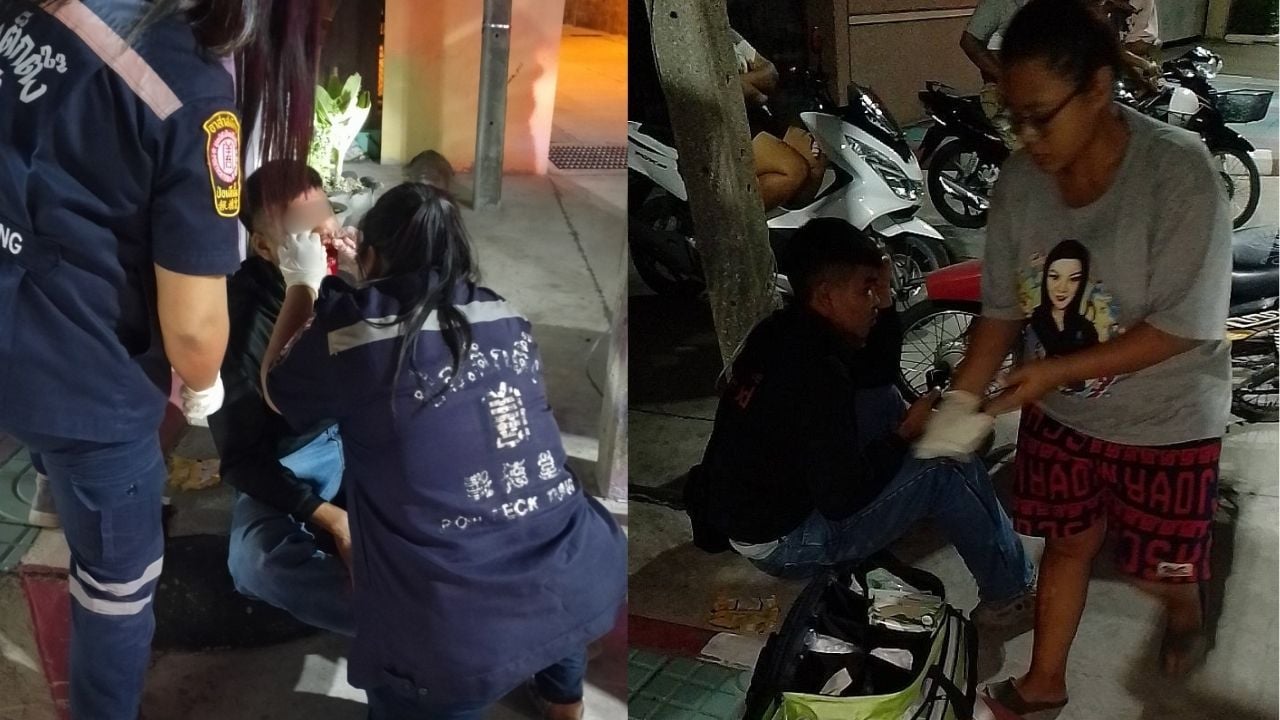 Thai man attacked Samut Prakan road