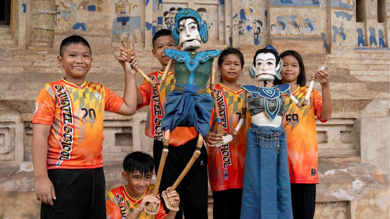 A showcase of puppets at the Sawathi Community