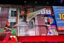 Fire devastates commercial building in Pathum Thani