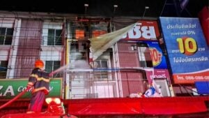 Fire devastates commercial building in Pathum Thani