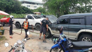 Blazing squad! Foreigner’s 4×4 goes up in smoke on Pattaya street | Thaiger