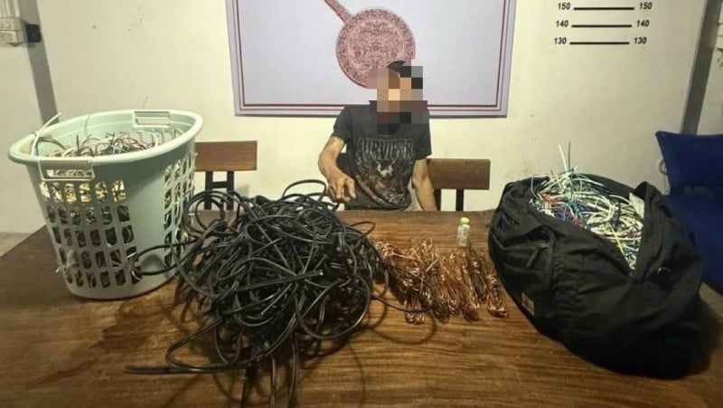 Phuket copper thief caught red-handed stripping stolen wire | News by Thaiger