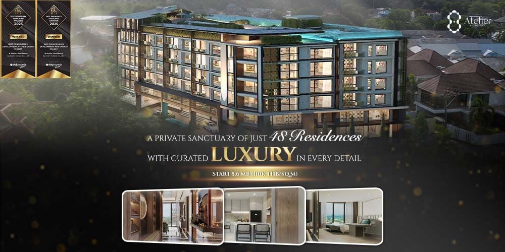 A Phuket luxury condominium promotional banner with details