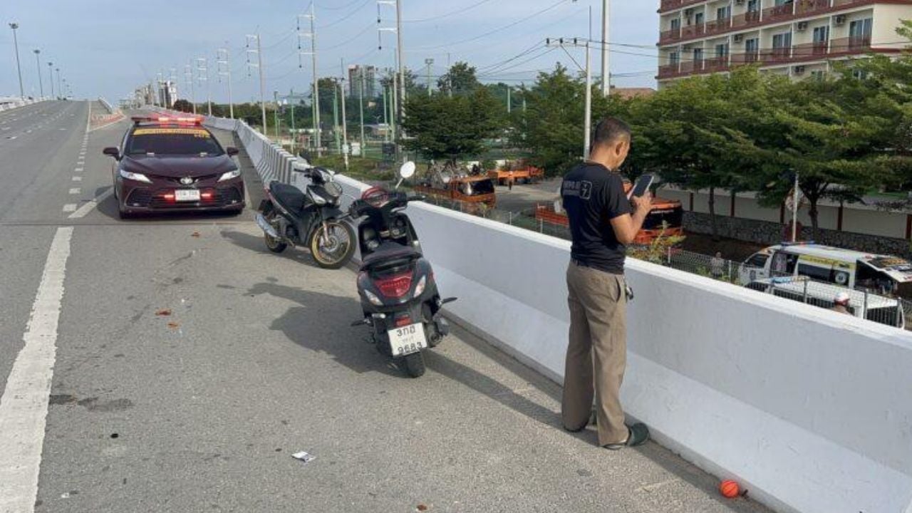 Motorcyclist survives 3 metres overpass fall in Pattaya accident | Thaiger