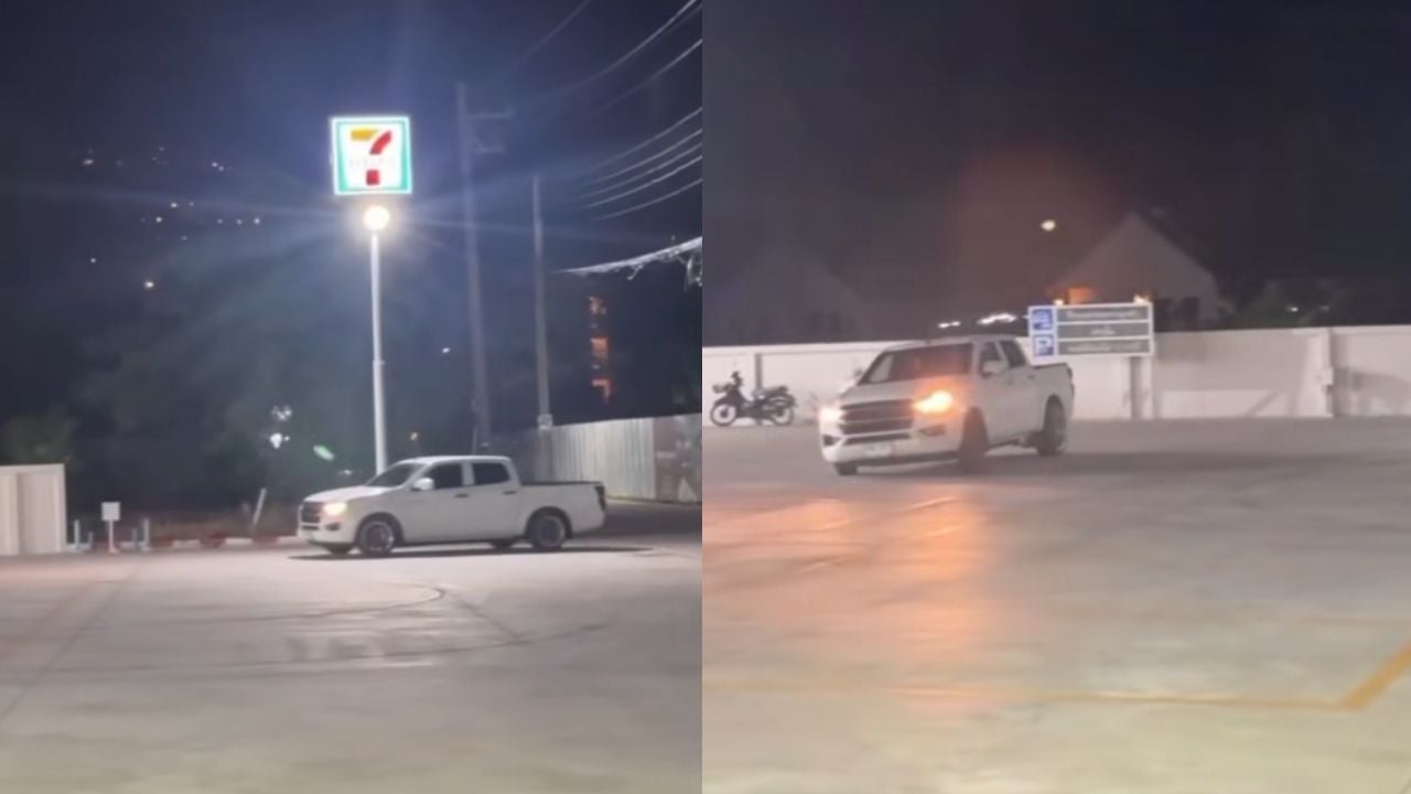 Foreigners caught drigting pickup outside Phuket convenience store