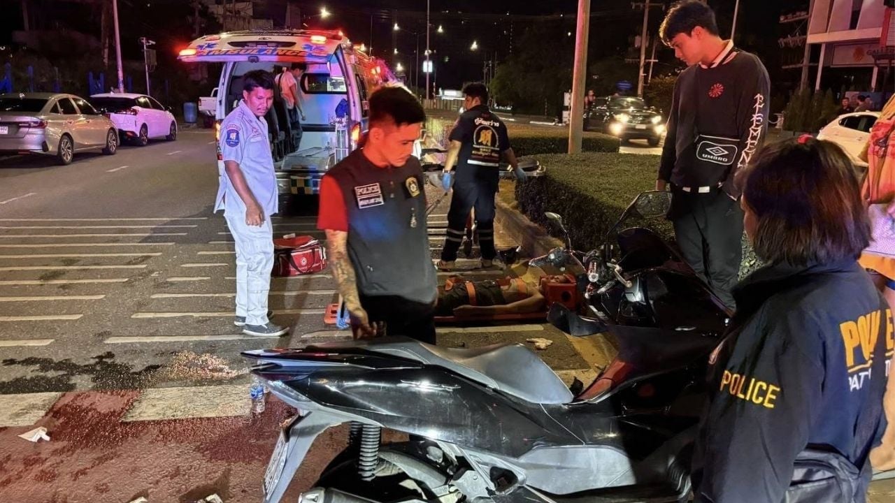 Foreign rider and friend escapes after motorcycle accident in Pattaya