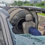 Runaway truck wheel on Pathum Thani road leaves Thai nurse fight for life | Thaiger