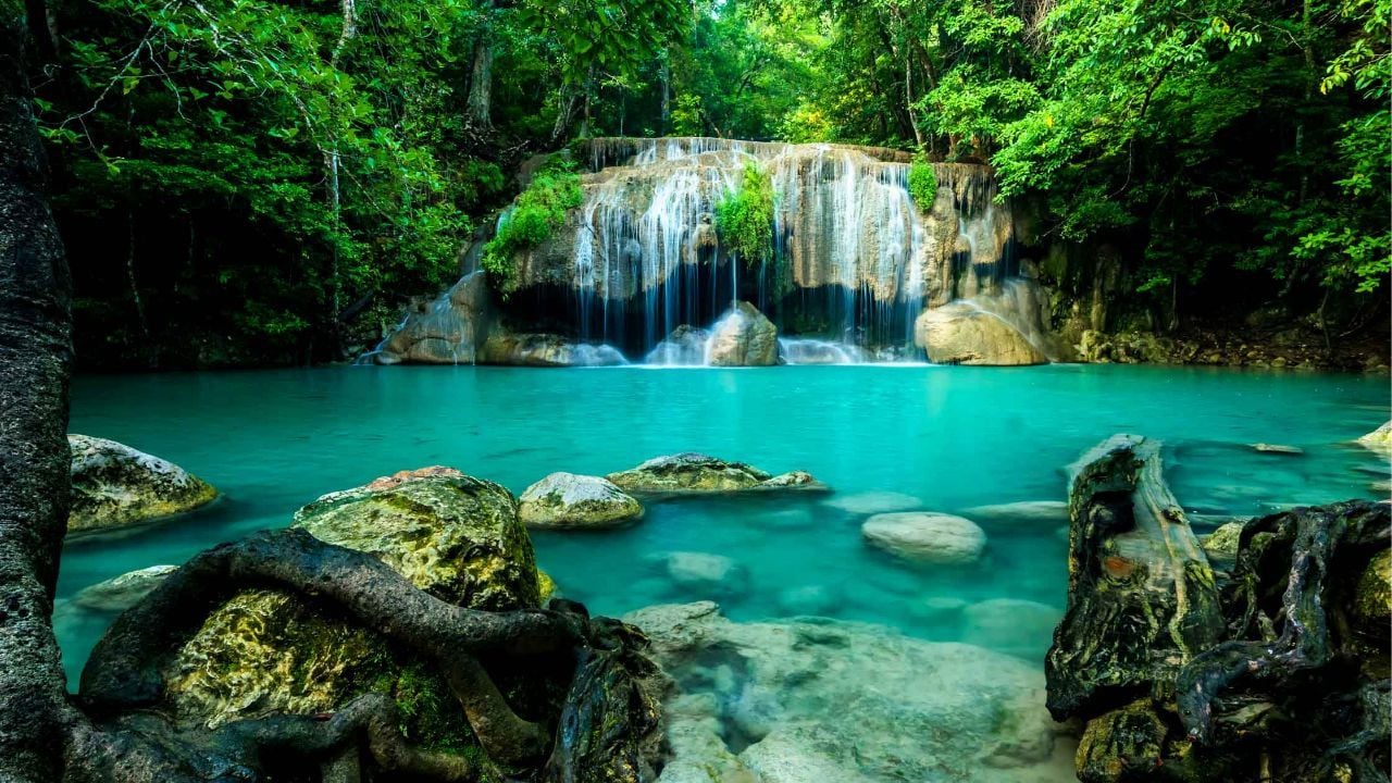 The waterfall at Erawan National Park | Photo taken from Journeys International website
