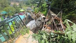 Cement truck flips in dramatic crash near Phuket café | Thaiger