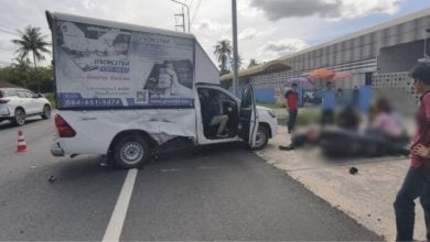 Pickup’s sudden turn leaves Pattaya bikers in agony | Thaiger