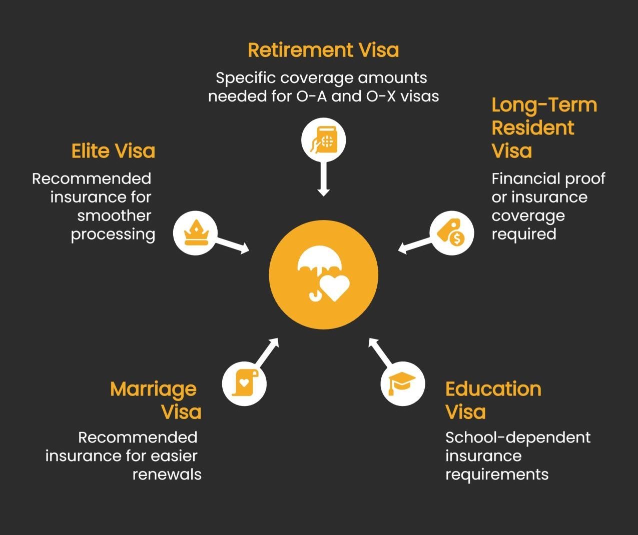 Overview of visas that require the health insurance and their conditions