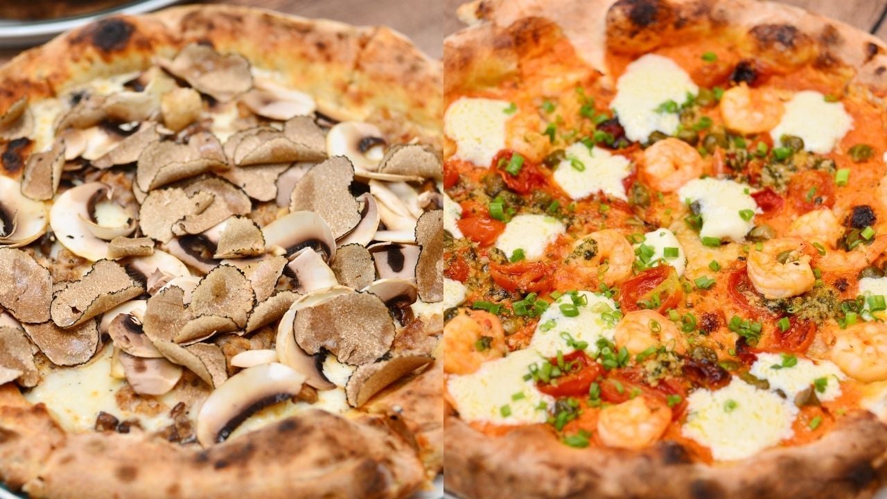 (Left) Tartufina pizza & (Right) Pinky Shrimp pizza