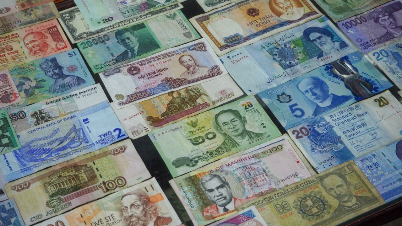 Various currencies laid out