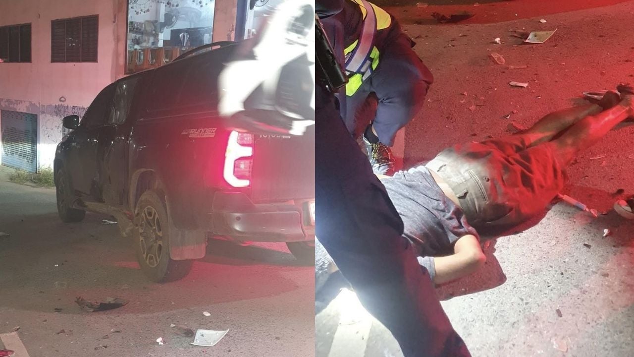 Thief crashes motorcycle into pickup after bag snatching