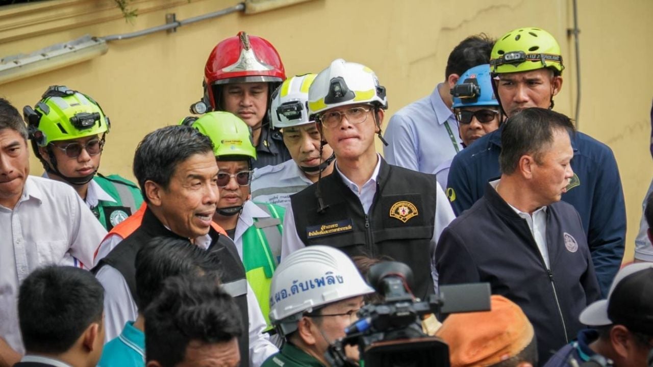 collapse on Bangkok road Thailand