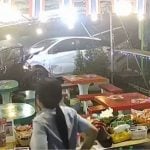 Foreign driver flees after crashing into 2 vehicles and 3 restaurants in Rayong | Thaiger