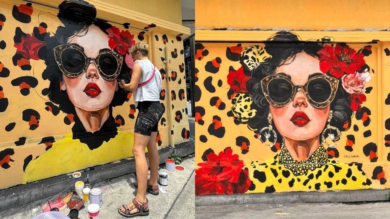 mural of Carolina Adán Caro damaged in Bangkok