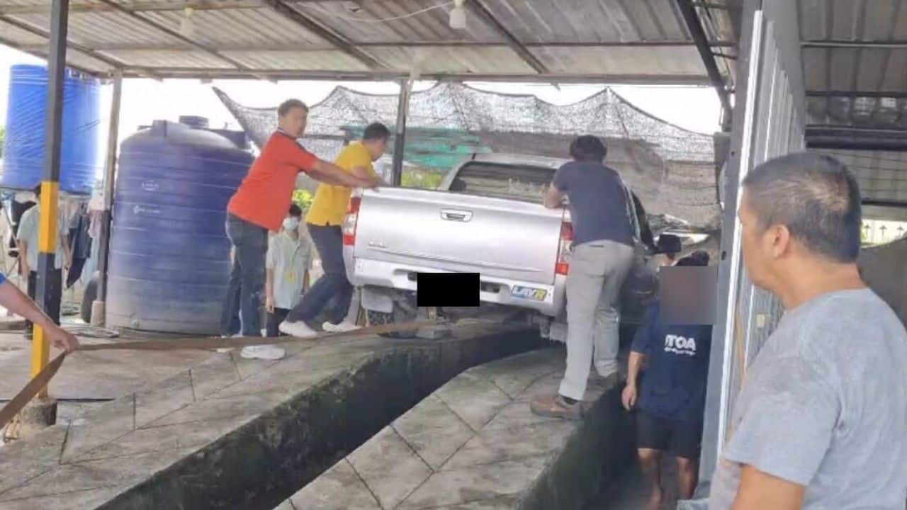 Pickup truck crushes Burmese worker in Chon Buri car care centre | Thaiger