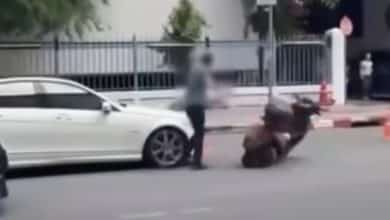 Mercedes-Benz driver faces jail and fine for damaging police motorcycle | Thaiger