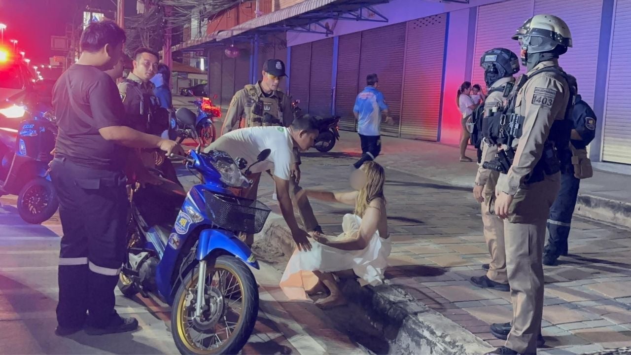 Rescue team intervenes as topless woman runs into traffic in Pattaya | Thaiger