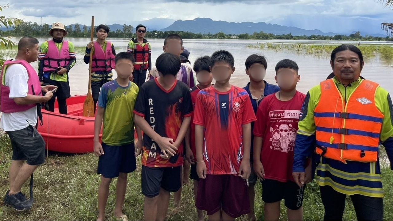 Young boys rescued after being strended in flood