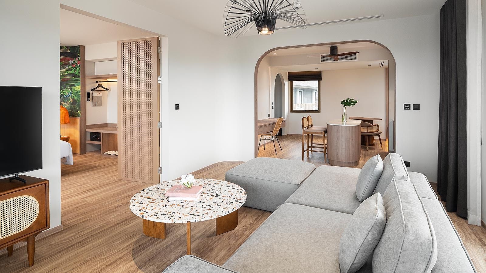 The separate living area of The Bansaeng Suite, inside the hotel Amari Bangsaen.